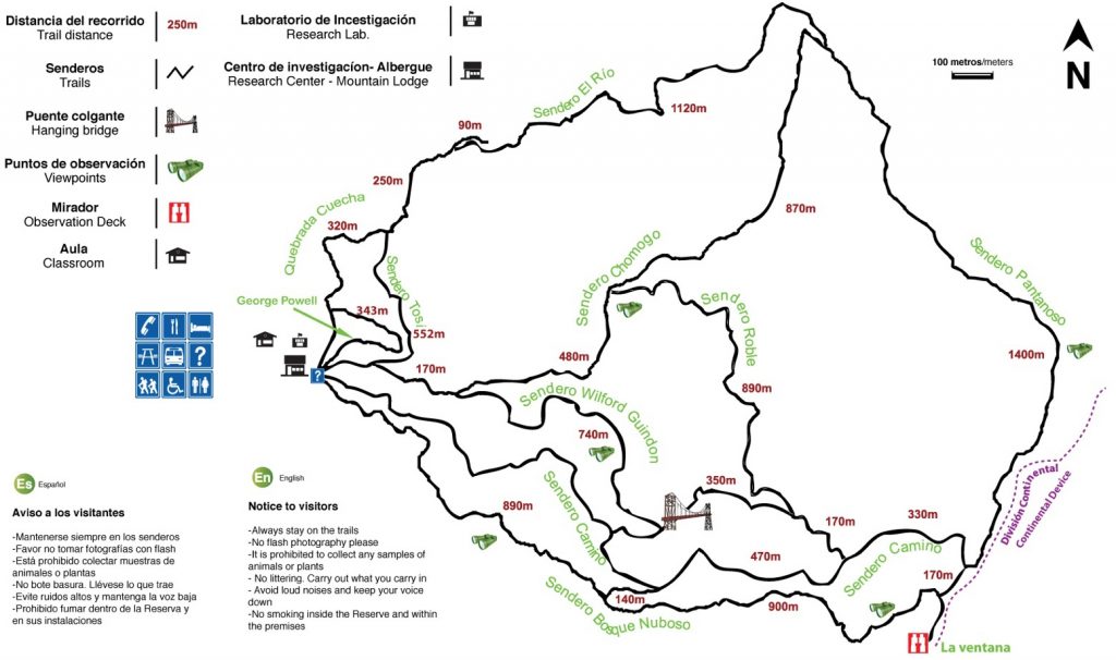 Carte de la réserve de nuages de Monteverde