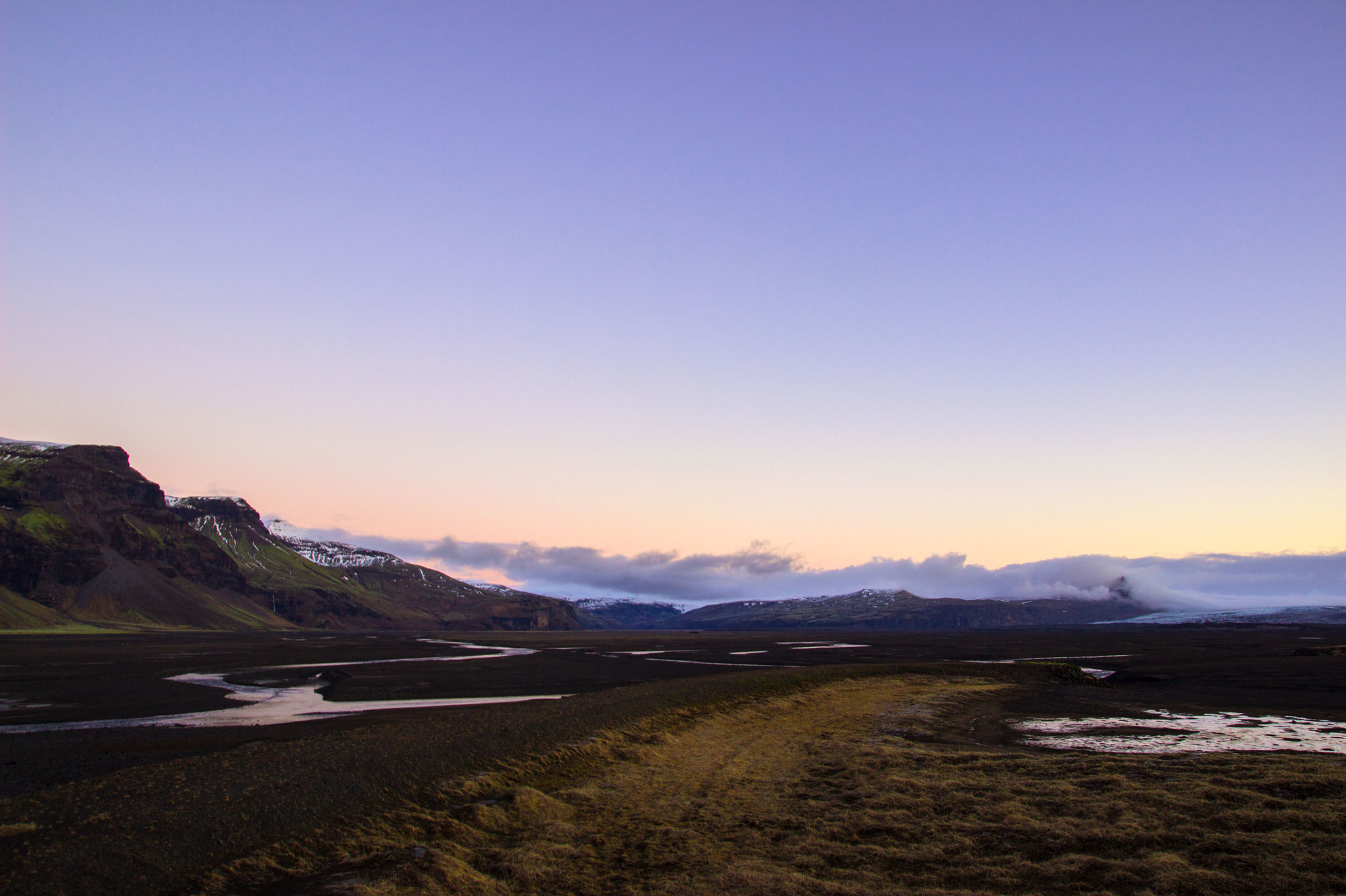 Lever de soleil près des glaciers de Vatnajökull